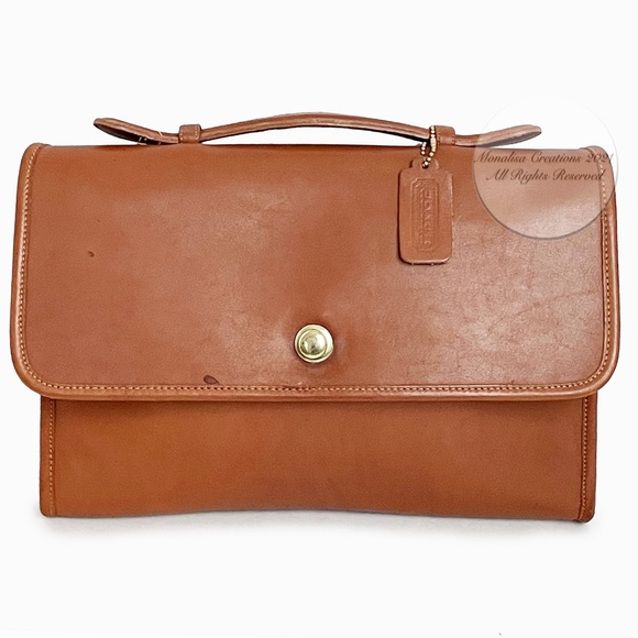 Coach Avenue Bag Crossbody Portfolio Brief #9886 British Tan Leather Vintage - Picture 6 of 14